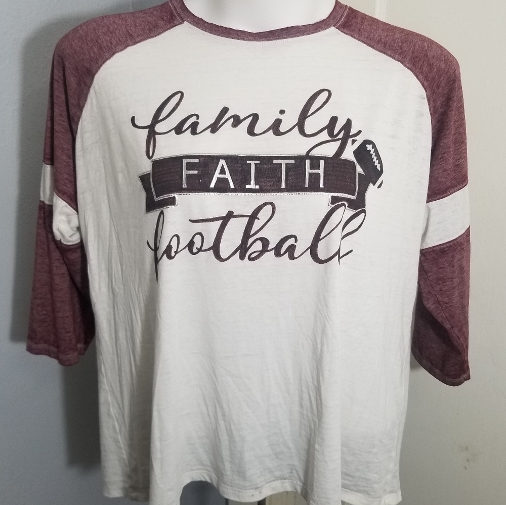 Cato Family Faith & Football Plus Size Raglan Tee